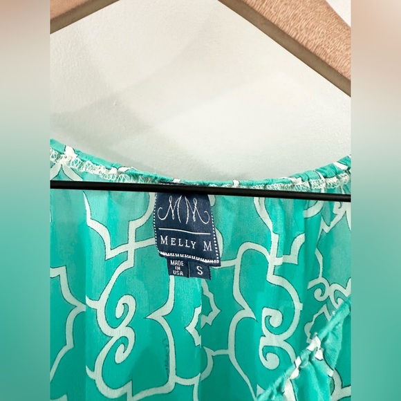 Melly M 3/4 Sleeve Sheer Silk Blouse Blue Size Small - Picture 4 of 5